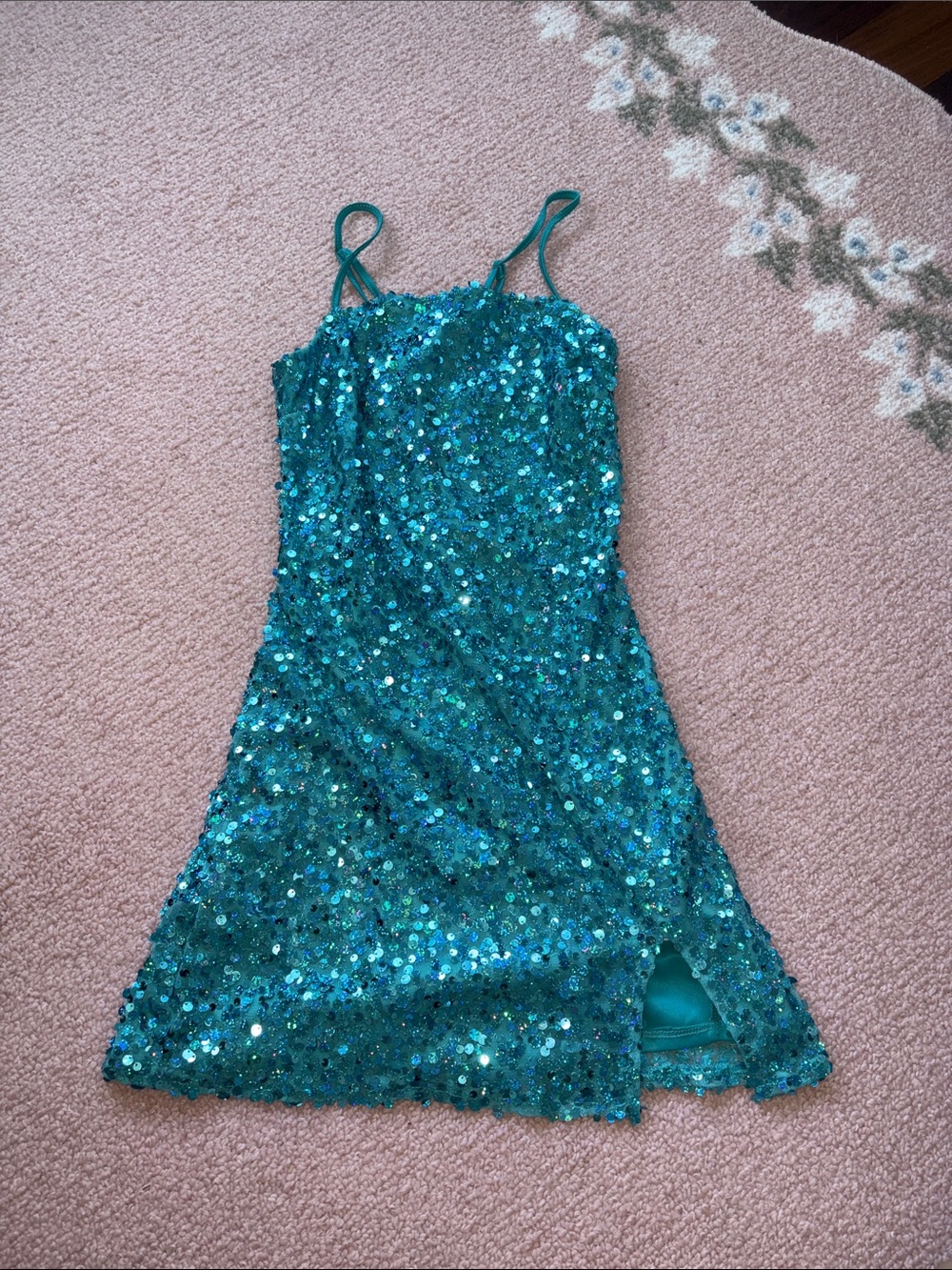 Sequin criss cross mini dress with slit